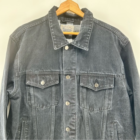 American Vintage Manufacturing Co Denim Truckers Jean Jacket Black Sz XL Lined - Picture 6 of 10